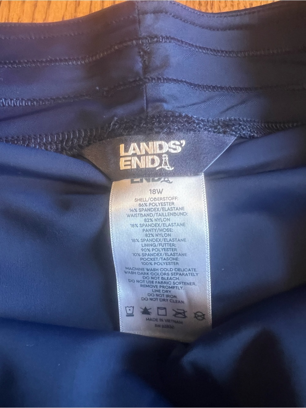 Lands' End Deep Blue Swim Bottoms with Drawstring